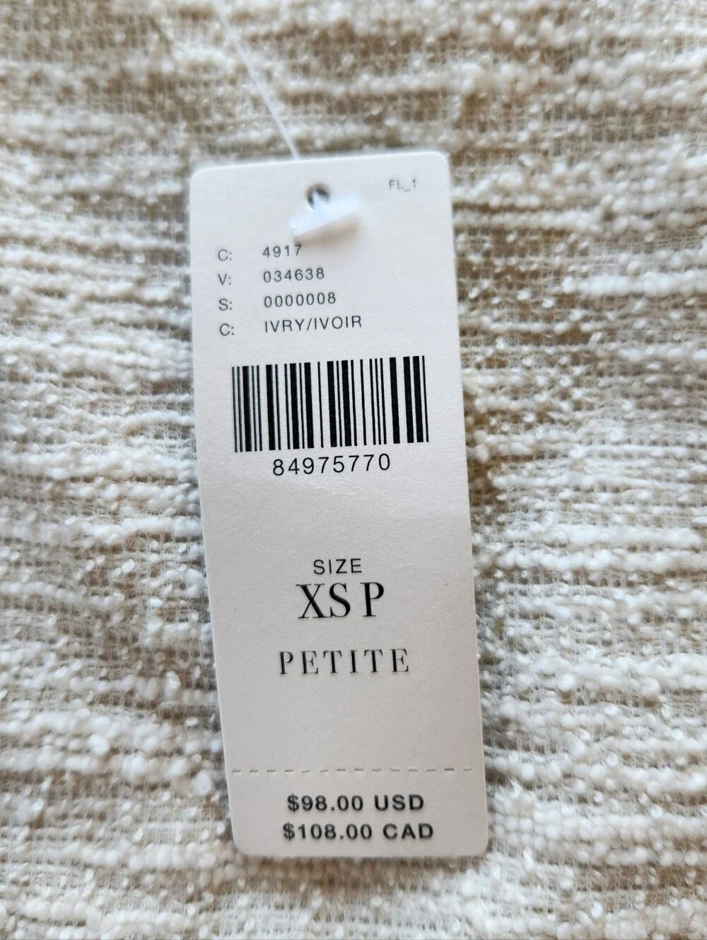 NWT Anthropologie "Back-Bow Sweatshirt" Ivory Cream | Women's Size XSP - Picture 12 of 13